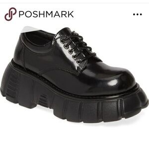 Jeffrey Campbell Barge Derby Platform Shoes Black Size 6